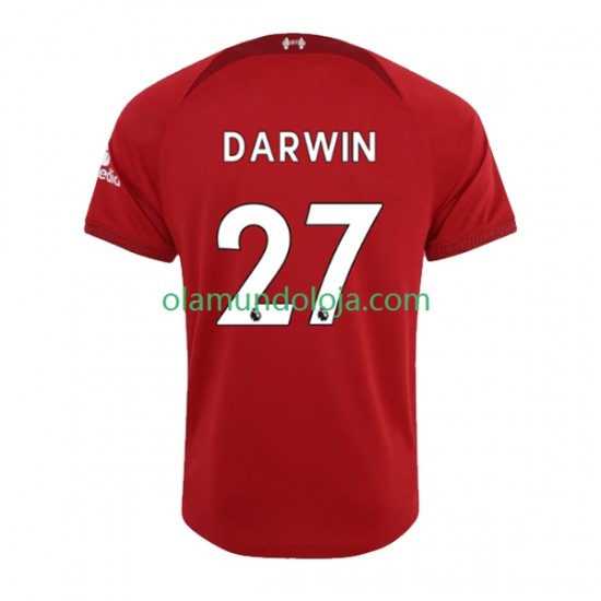 Camisola Liverpool Darwin Nunez 27 Homem Equipamento Primeiro 2022-2023 Manga Curta
